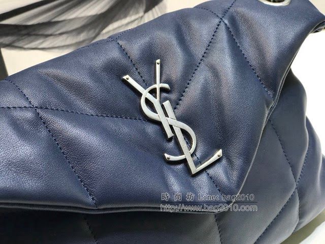 YSL爆款女士包包 聖羅蘭經典款LOULOU PUFFER絎縫漆皮小號郵差包 YSL肩背斜挎包 577476  jjh1134